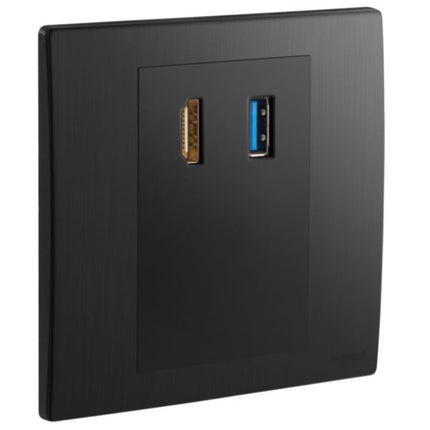 281021BBLegrandمقبس Mallia Senses HDMI مع نقل بيانات USB A أسود مصقول