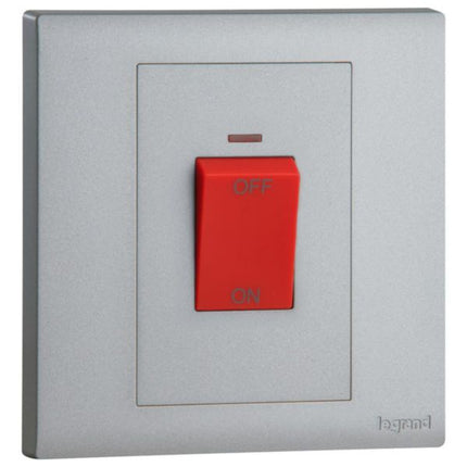 MEC21029SLLegrandمفتاح أوبريا أحادي 45A ثنائي القطب مع مؤشر LED أحمر فضي غامق