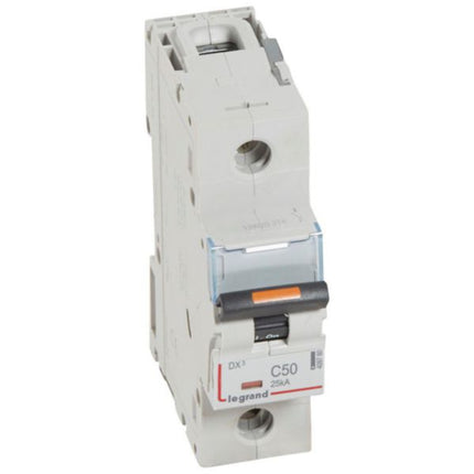 409760Legrandقاطع دائرة ليجراند DX3 أحادي القطب 50 أمبير منحنى C
