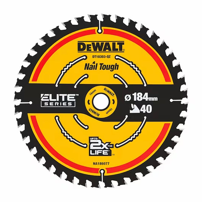 DEWALT,DT10303-QZ,Elite circular saw blade | 184mm x 16mm 40t