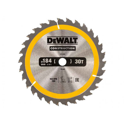 DEWALT,DT1940QZ,Circular Saw Blade - 184x16mm 30T AC