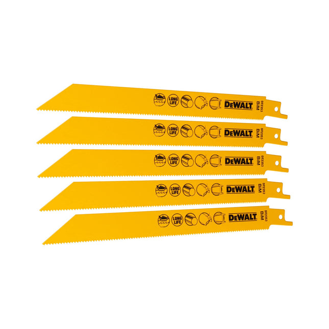 DEWALT,DT2353-QZ,Reciprocating blades – bi metal - 203mm - pack of 5