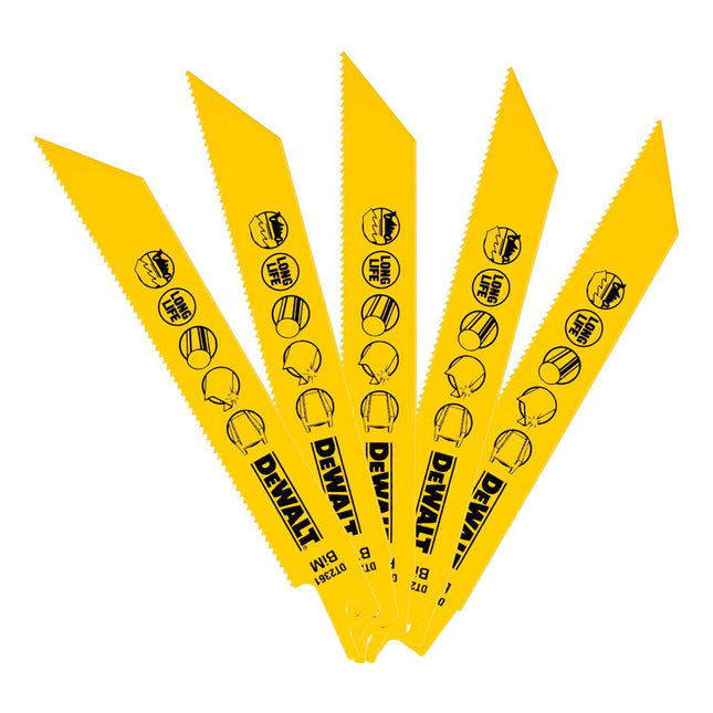 DEWALT,DT2361-QZ,Reciprocating blades – bi metal 14TPI | 152mm - pack of 5pcs