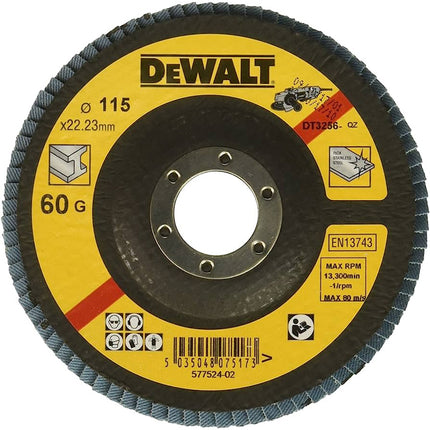 DEWALT,DT3256-QZ,Flap disc | Type 29 angled - 115mm - 60 grit - Pack of 10