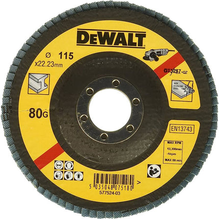 DEWALT,DT3257-QZ,Flap disc | type 29 - angled 115mm - 80 grit - pack of 10