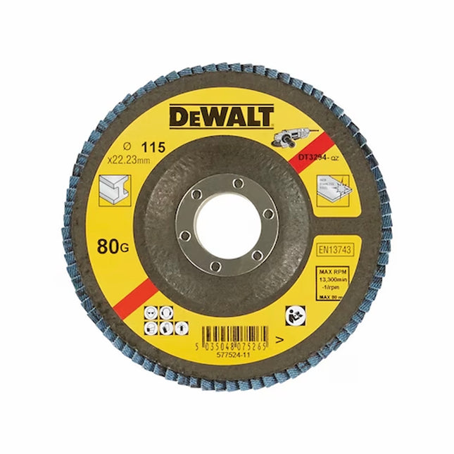 DEWALT,DT3294-QZ,Flap disc | type 27 - Flat 115mm - 80 grit - pack of 10