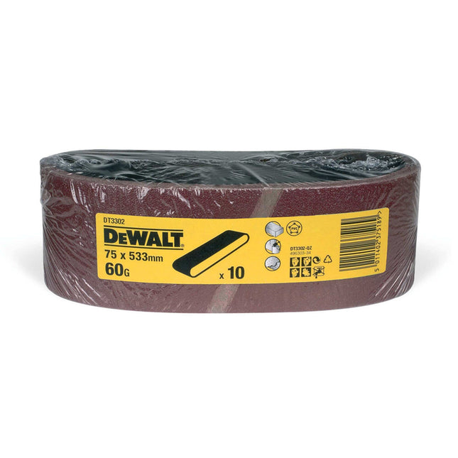 DEWALT,DT3302-QZ,Sanding belt | 75mm x 533mm - 60 grit - 10 pack