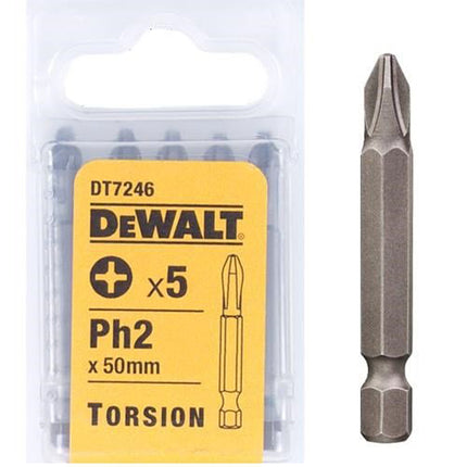 DEWALT,DT7246-QZ,‎50mm Torsion bit Phillips ‎50mm - Ph2 pack of 5