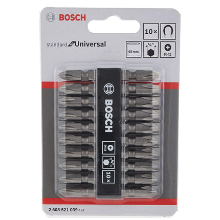 Screwdriver Double Ended Bit Set Standard for Universal PH2/PH2 65mm 10 pcs