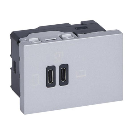 077674LLegrandموزاييك شاحن USB 3 وحدات 63 واط ثنائي Type-C توصيل الطاقة ألومنيوم
