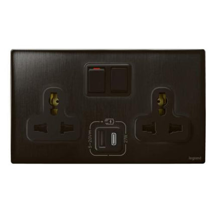 281138BBLegrandملليا سنسز مقبس ثنائي متعدد المعايير مع شاحن USB 27W