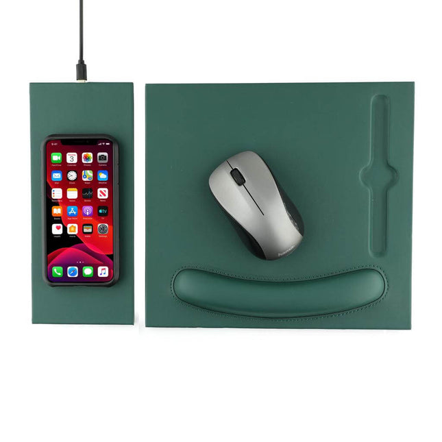 ITWC 1107Toolmart GiftsDOBERAN - @memorii 10W Wireless Charger PU Mouse Pad - Dark Green