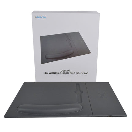 ITWC 1105Toolmart GiftsDOBERAN - @memorii 10W Wireless Charger PU Mouse Pad - Dark Grey