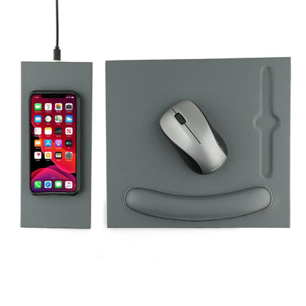 ITWC 1105Toolmart GiftsDOBERAN - @memorii 10W Wireless Charger PU Mouse Pad - Dark Grey