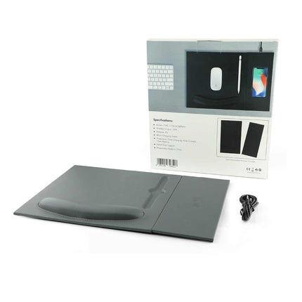 ITWC 1105Toolmart GiftsDOBERAN - @memorii 10W Wireless Charger PU Mouse Pad - Dark Grey