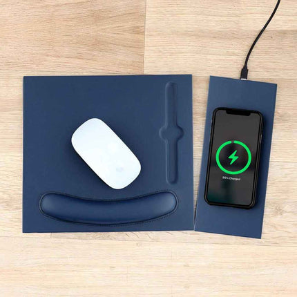 ITWC 1106Toolmart GiftsDOBERAN - @memorii 10W Wireless Charger PU Mouse Pad - Navy Blue