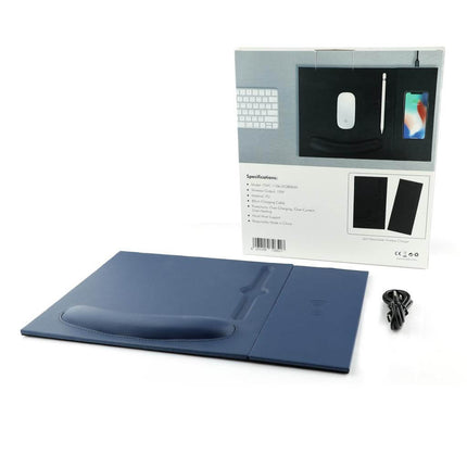 ITWC 1106Toolmart GiftsDOBERAN - @memorii 10W Wireless Charger PU Mouse Pad - Navy Blue