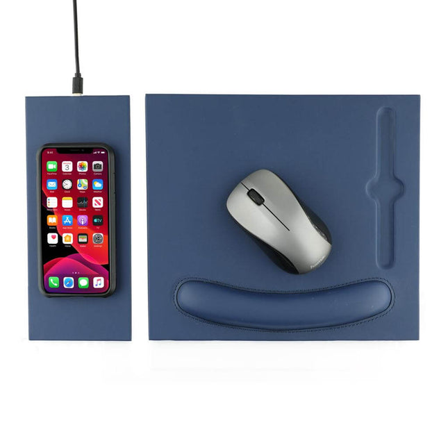 ITWC 1106Toolmart GiftsDOBERAN - @memorii 10W Wireless Charger PU Mouse Pad - Navy Blue