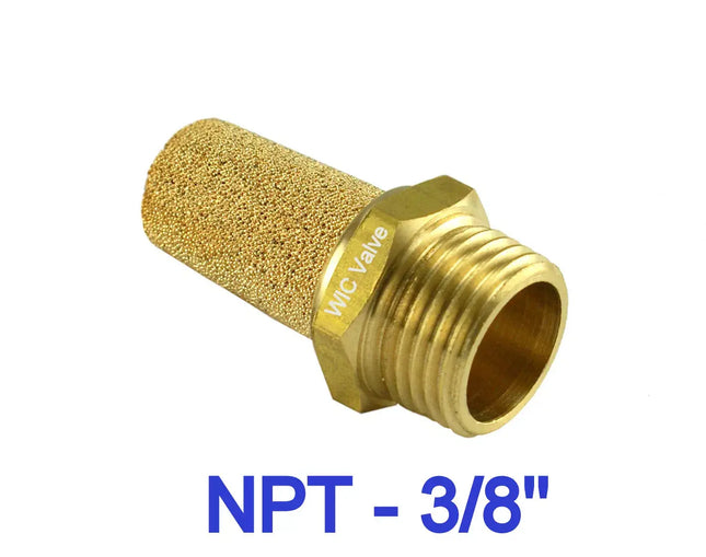 Brass Silencer Connector 3/8" NPT Pneumatic Exhaust Muffler Filter - Pack of 5
