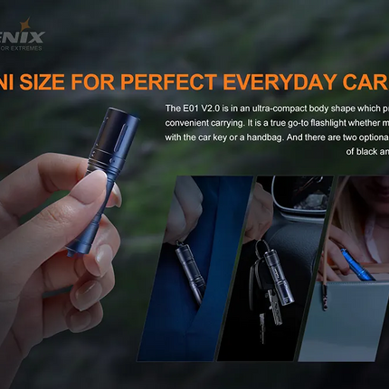 كشاف فينكس بحجم ميدالية المفاتيح 100 لومن | E01 V2.0 AAA