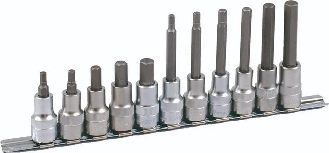 PROJAHN 1/2" socket bit set on clip rail, 11 pcs, hexagonal, 60 + 100mm