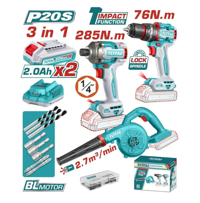 TOTAL Combo 3PCS Drill Blower Set