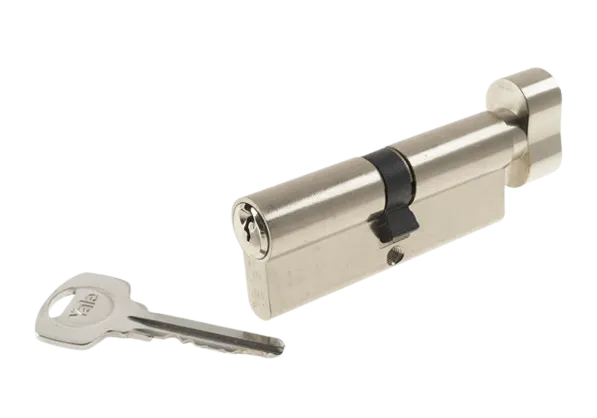 Yale Double Euro Profile Cylinder Key Knob 70mm Satin Nickel