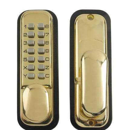 Yale Push Button Lock Polished Brass | P‑DL02‑PB
