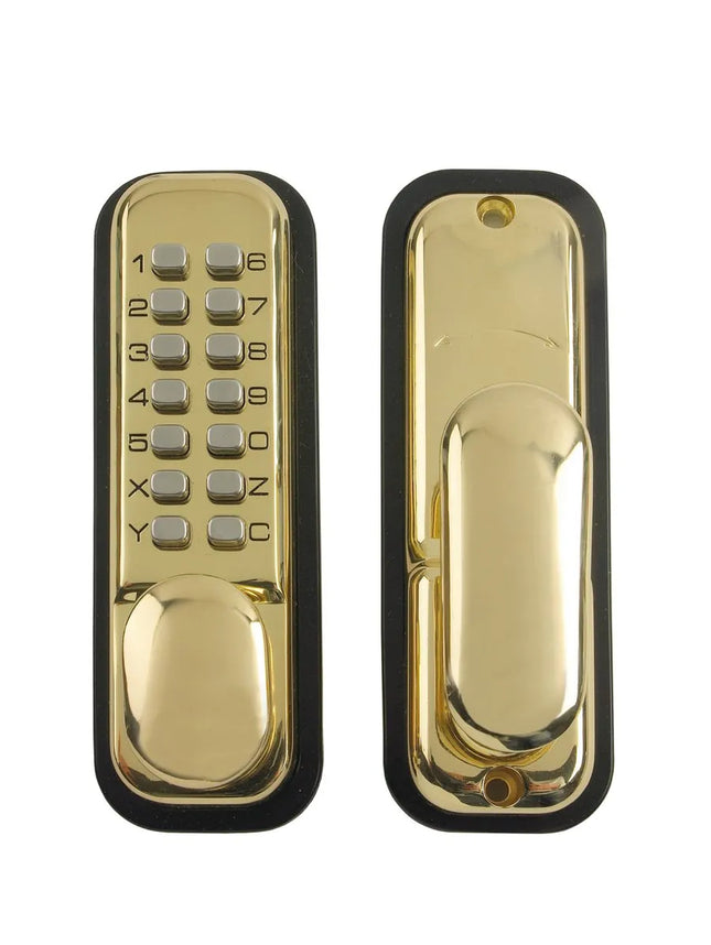 Yale Push Button Lock Polished Brass | P‑DL02‑PB