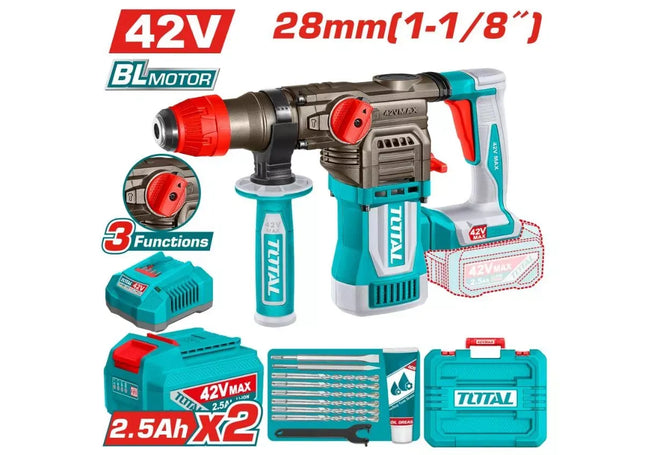 دريل همر شحن 42 فولت 4.5 جول + 2 بطارية 2.5 أمبير | TRHLI422882