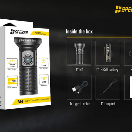 كشاف سبيراس M4 V2 صغير 2000 لومن USB‑C