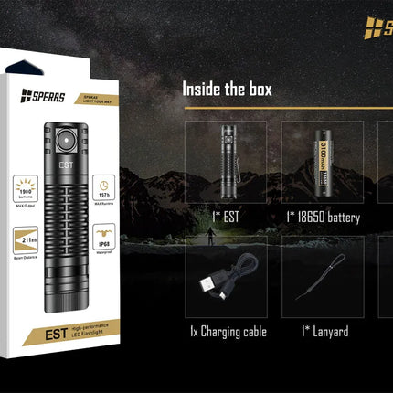كشاف تكتيكي USB‑C سبيراس 1900 لومن | EST