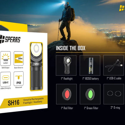 كشاف رأس متعدد 1650 لومن مع فلاتر مغناطيسية سبيراس | SH16