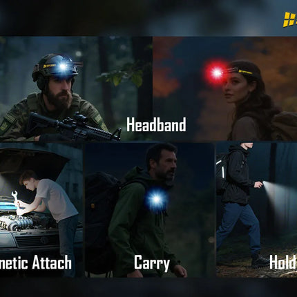 كشاف رأس 2000 لومن بزاوية قائمة مع ضوء أحمر سبيراس | SH18