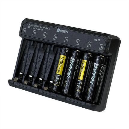 شاحن لبطاريات AA و AAA بجهد 1.2V / 1.5V بأنظمة متعددة سبيراس | NL8