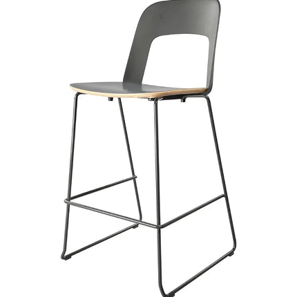 HIGHMOON Solo High Stool Chair | Stackable Solid Wood Barstool with Metal Legs