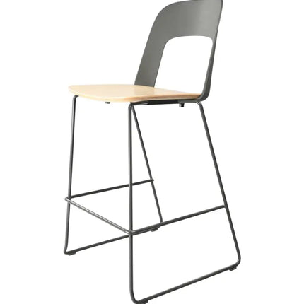 HIGHMOON Solo High Stool Chair | Stackable Solid Wood Barstool with Metal Legs