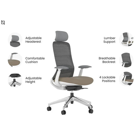 كرسي HIGHMOON Nio المريح | ظهر شبكي قابل للتعديل وذراعين مسندين