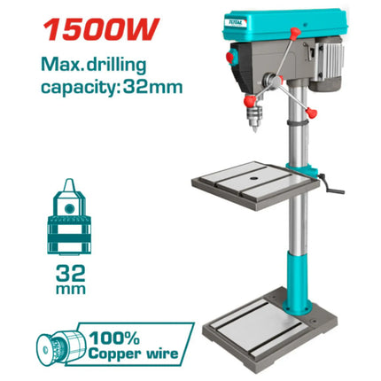 Column Drill 32mm 1500W 2 HP Total 2020 RPM Industrial Turquoise