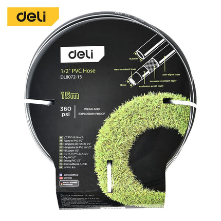 Deli 1/2" 15m PVC Hose , EDL8072-15