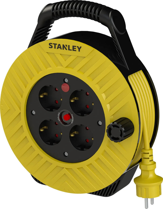 Stanley 10M 3x1.5 Copper Cable Treaded 4-Socket Reel , SXECFK2PBOE