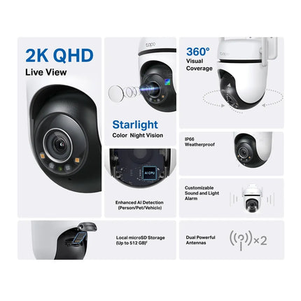 TP-Link Tapo Outdoor Pan/Tilt Security Wi-Fi Camera , C520WS