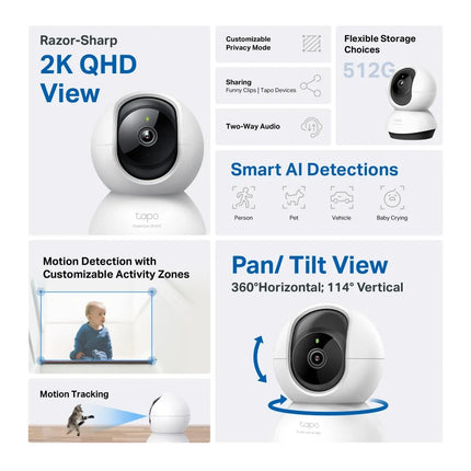 TP-Link Tapo Pan/Tilt AI Home Security Wi-Fi Camera , C220