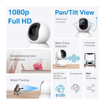 TP-Link Tapo Pan/Tilt Home Security Wi-Fi Camera , TC70