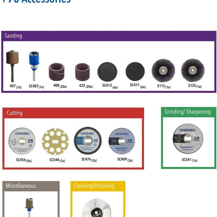Dremel EZ SpeedClic Multipurpose Accessory Set 70 Pieces | Sc725 , 101730000000012
