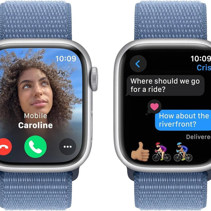 Apple Watch SE GPS 44mm Silver Aluminum Case with Blue Cloud Sport Loop