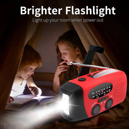 Crank Radio, LED Flashlight, Battery Holder Emergency Power Bank , 088R