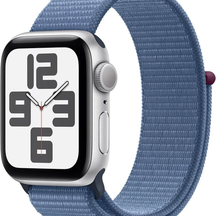 Apple Watch SE GPS 44mm Silver Aluminum Case with Blue Cloud Sport Loop