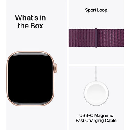 Apple Watch Series 10 GPS Rose Gold Aluminium Case | Plum Sport Loop