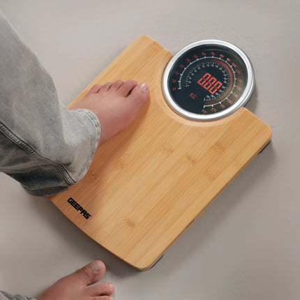 Geepas Personal Scale 180kg Bamboo Platform | GBS46529